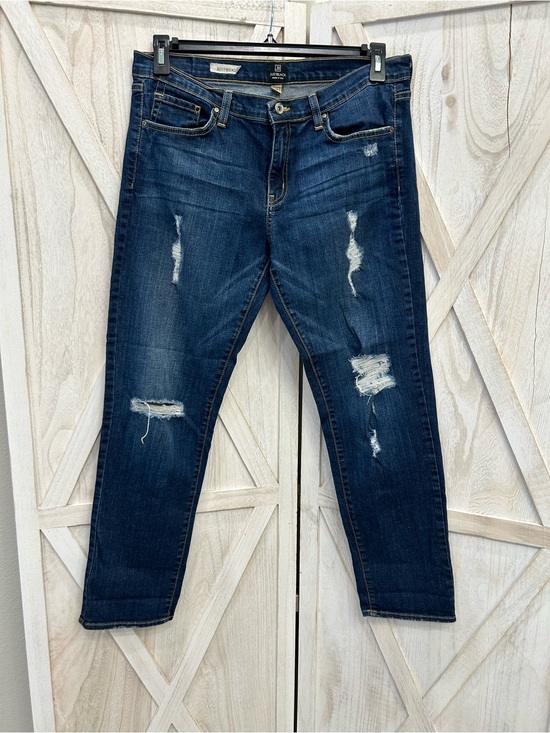 Just Black Denim - Just Black Distressed Dark Indigo Boyfriend Cut Jeans